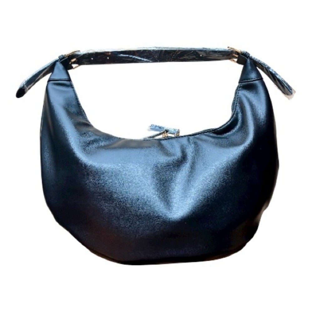 Forever 21 Black Crescent moon shape top handle zipper bag purse